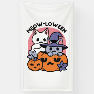 Meow-Loween - Schattige Halloween Cat Design Spandoek