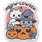 Meow-Loween - Schattige Halloween Cat Design Sticker (Voorkant)