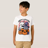 Meow-Loween - Schattige Halloween Cat Design T-shirt (Voorkant volledig)