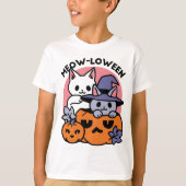 Meow-Loween - Schattige Halloween Cat Design T-shirt (Voorkant)