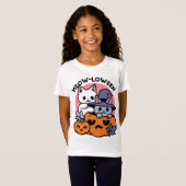 Meow-Loween - Schattige Halloween Cat Design T-shirt (Voorkant volledig)