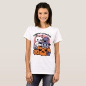 Meow-Loween - Schattige Halloween Cat Design T-shirt (Voorkant volledig)