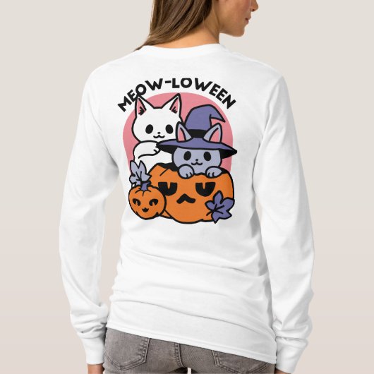 Meow-Loween - Schattige Halloween Cat Design T-shirt (Achterkant)