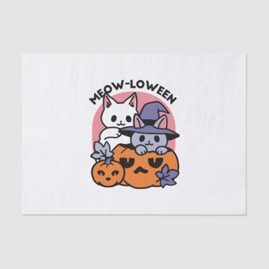 Meow-Loween - Schattige Halloween Cat Design Tissuepapier (Voorkant)