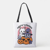 Meow-Loween - Schattige Halloween Cat Design Tote Bag (Achterkant)