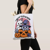Meow-Loween - Schattige Halloween Cat Design Tote Bag (Dichtbij)