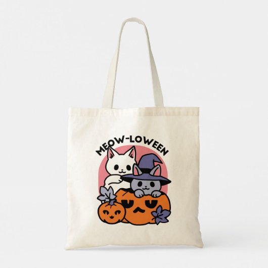 Meow-Loween - Schattige Halloween Cat Design Tote Bag (Achterkant)