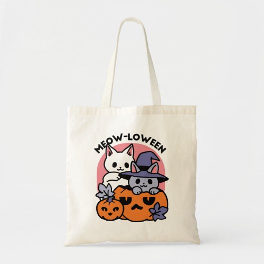 Meow-Loween - Schattige Halloween Cat Design Tote Bag (Voorkant)