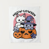 Meow-Loween - Schattige Halloween Cat Design Wandkleed (Voorkant)