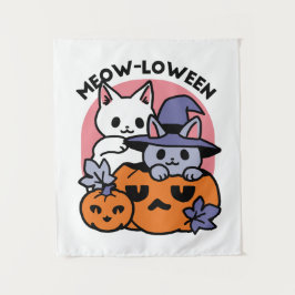 Meow-Loween - Schattige Halloween Cat Design Wandkleed