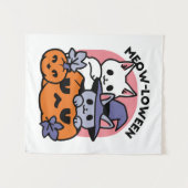 Meow-Loween - Schattige Halloween Cat Design Wandkleed (Voorkant (horizontaal))