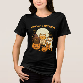 Meow-loween - Schattige Halloween Kattenkostuum On Tri-Blend Shirt