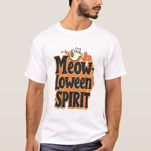 Meow-loween Spirit Kat T-shirt (Voorkant)