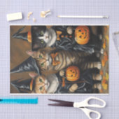Meow-loween: Trick-or-Treaters Katten Decoupage Tissuepapier (Craft)