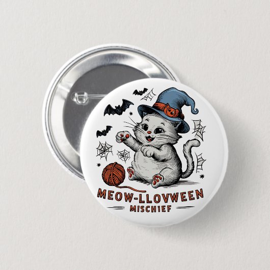 Meow-loweenonheil Ronde Button 5,7 Cm (Voorkant /achterkant)