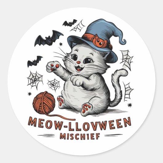 Meow-loweenonheil Ronde Sticker (Voorkant)
