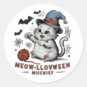 Meow-loweenonheil Ronde Sticker