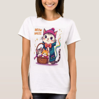 Meow Magic - Schattig en Speels Katten-ontwerp T-shirt