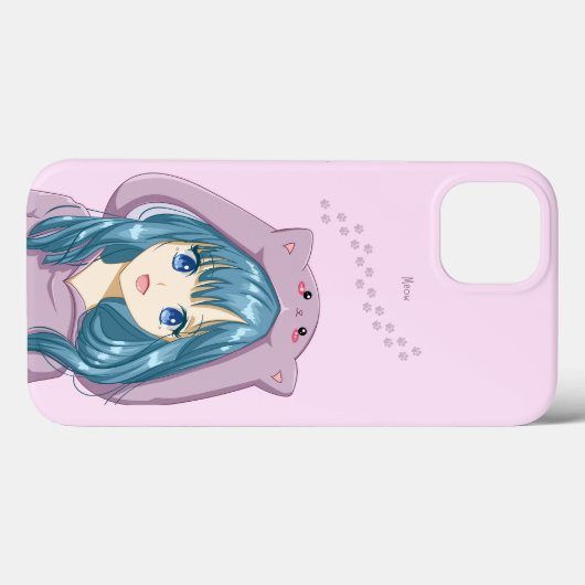 Meow meisje iPhone case (Achterkant (horizontaal))