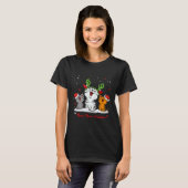 Meow Meow Christmas Cat Wear Reindeer T-shirt (Voorkant volledig)