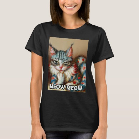 Meow Meow Cute Cat Kitty Kitten In Cat Style 3 T-shirt (Voorkant)