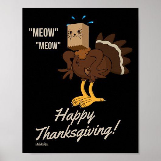 MEOW MEOW HAPPY THANKSGIVING grappig vakantiecadea Poster (Voorkant)