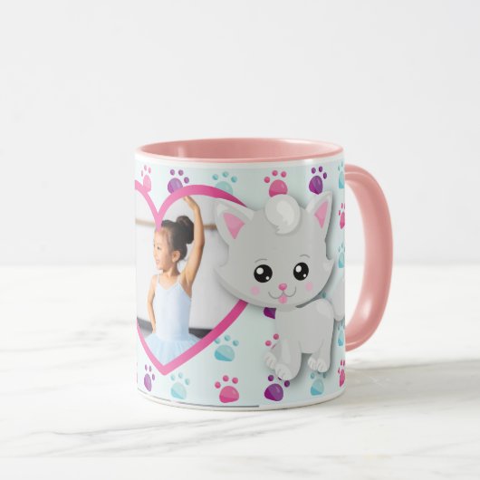 Meow Meow Kitty Cat Persoonlijke foto Mok (Voorkant rechts)