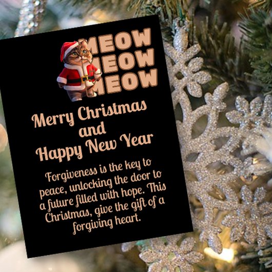 Meow Meow Meow Santa Cat Christmas Briefkaart