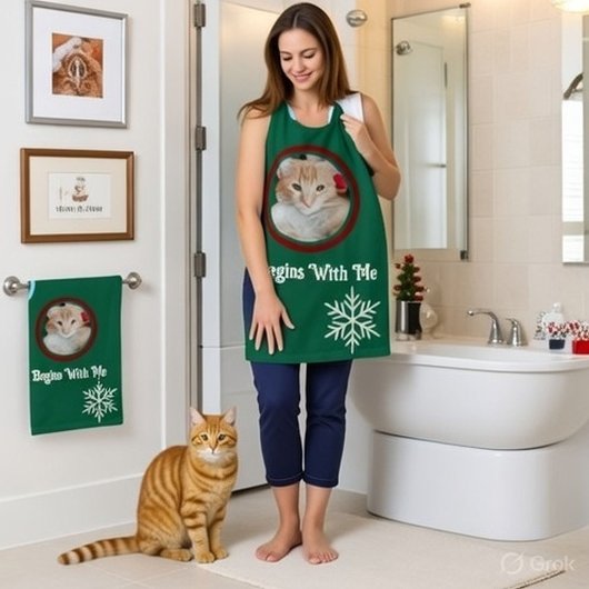 Meow Merry Christmas Photo Customize Bad Handdoek