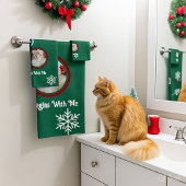 Meow Merry Christmas Photo Customize Bath Towel Se Bad Handdoek