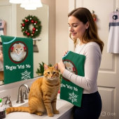 Meow Merry Christmas Photo Customize Bath Towel Se Bad Handdoek