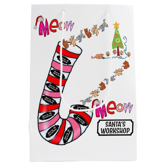 Meow Merry kerstcadeautassen Elf Medium Cadeauzakje (Achterkant)