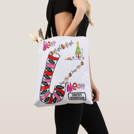 Meow Merry Kerstman Canvas tassen (Dichtbij)