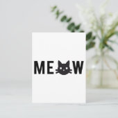 Meow, met zwart kattengezicht, tekstontwerp briefkaart (Staand voorkant)