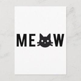 Meow, met zwart kattengezicht, tekstontwerp briefkaart