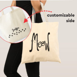 MEOW Minimalistische Zwarte Kat Tweezijdige Typogr Tote Bag