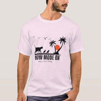 Meow Mode On – Tropical Cat Beach Adventure Design T-shirt