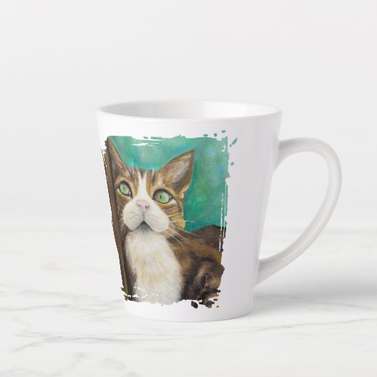 Meow Mug with cat painting Latte Mok (Rechts)