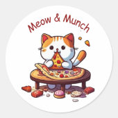 Meow & Munch Cute Pizza Cat Sticker (Voorkant)