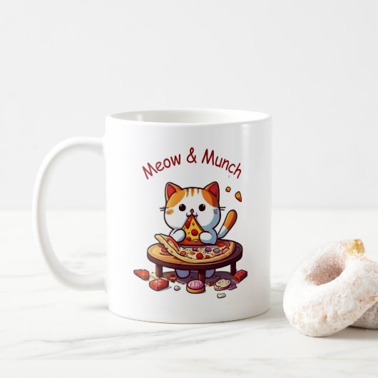 Meow & Munch Pizza Cat Mug Koffiemok (Met donut)