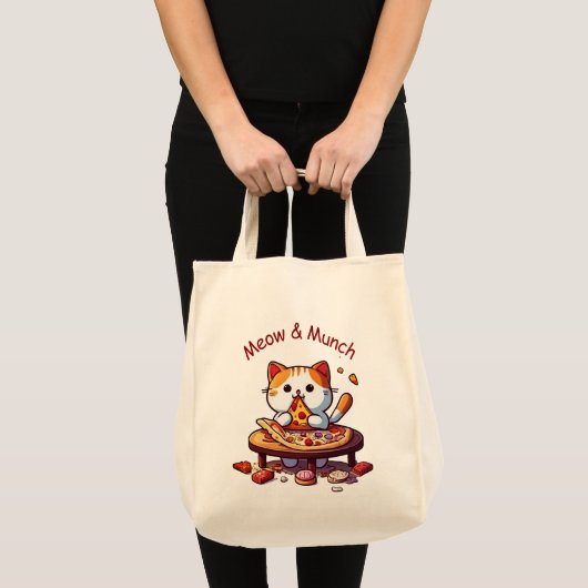 Meow & Munch Pizza Cat Tote Bag (Voorkant (product))