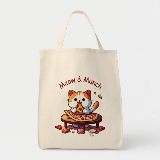 Meow & Munch Pizza Cat Tote Bag (Voorkant)