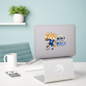 Meow-n van de Wedstrijd Voetbal Kat Sticker (Laptop op bureau)