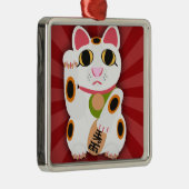 Meow Now Lucky Cat Character Illustration Fun Metalen Ornament (Rechts)