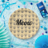 Meow, Paw Prints Papieren Bordje (Feest)