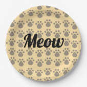 Meow, Paw Prints Papieren Bordje (Voorkant)