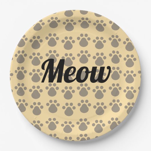 Meow, Paw Prints Papieren Bordje (Voorkant)