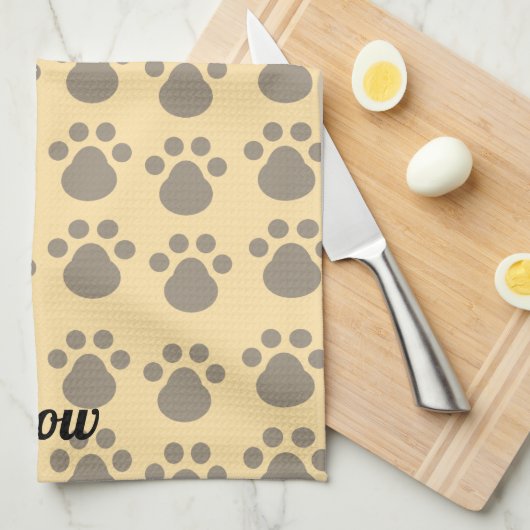 Meow, Paw Prints Theedoek (Quarter Fold)