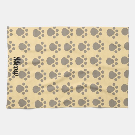 Meow, Paw Prints Theedoek (Horizontaal)