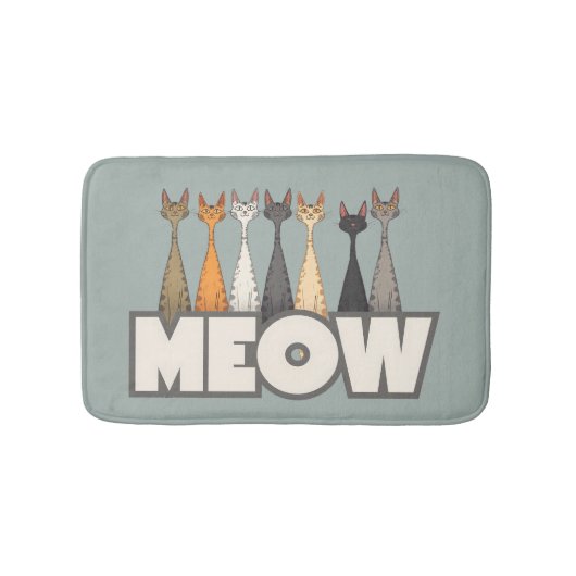 Meow Peeking Cats Funny Sage Green Cat Lover Print Badmat (Voorkant)